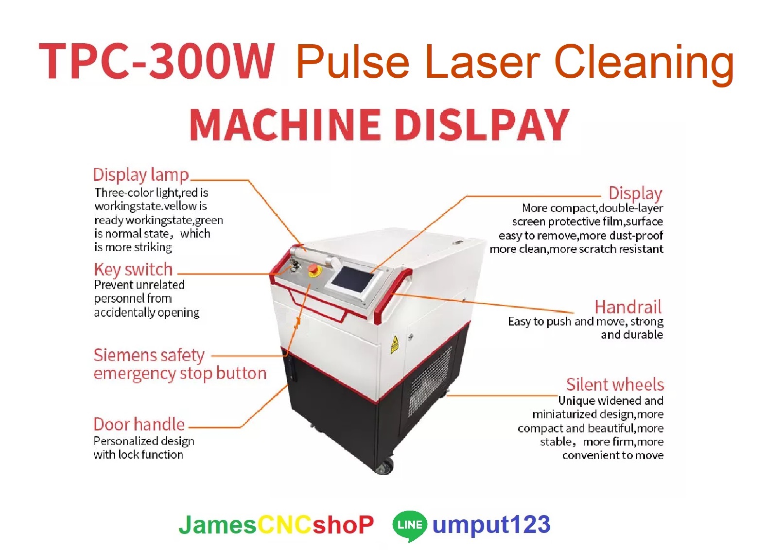 เลเซอรกำจัดสนิม 300w Pulse Wave Laser Cleaner เครื่องกำจัดสนิมด้วยเลเซอร์แบบ Pulse wave