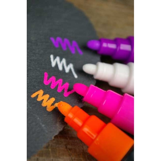 ปากกาชอล์ค เรืองแสง ขนาด 5 มม. เลือกได้ สีส้ม สีชมพู สีขาว สีเขียว ราคา 32