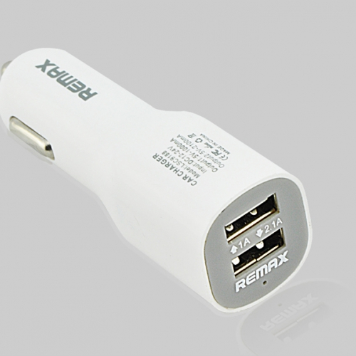 ที่ชาร์จมือถือในรถ USB 2 หัว REMAX ของแท้ (สีขาว)