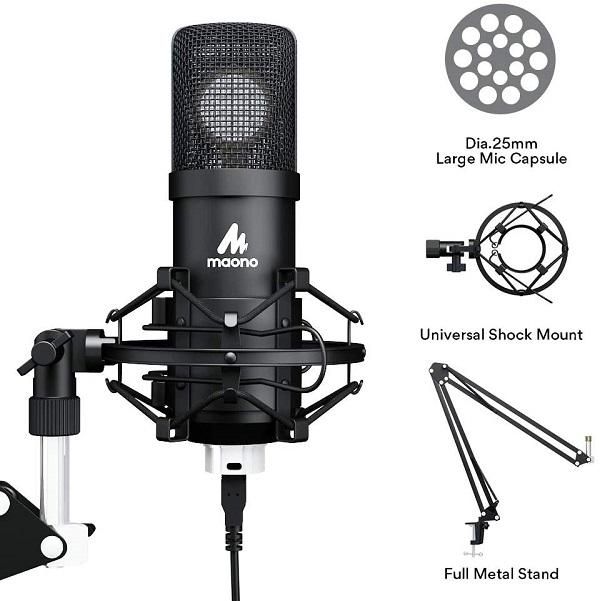 ชุดไมโครโฟน MAONO AU-A425 Large-Diaphragm Condenser Microphone Kit