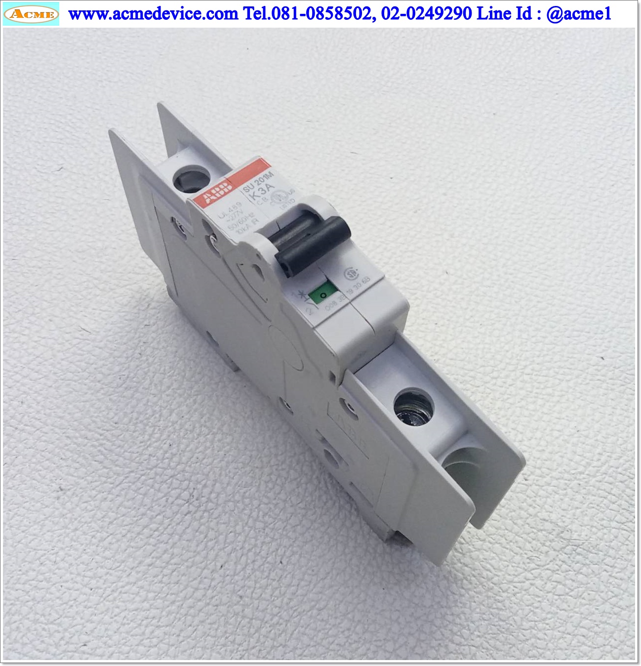 Breaker 1P ABB รุ่น SU201M-K3A, 3A, AC/DC, Maximum Voltage 277Vac/48Vdc