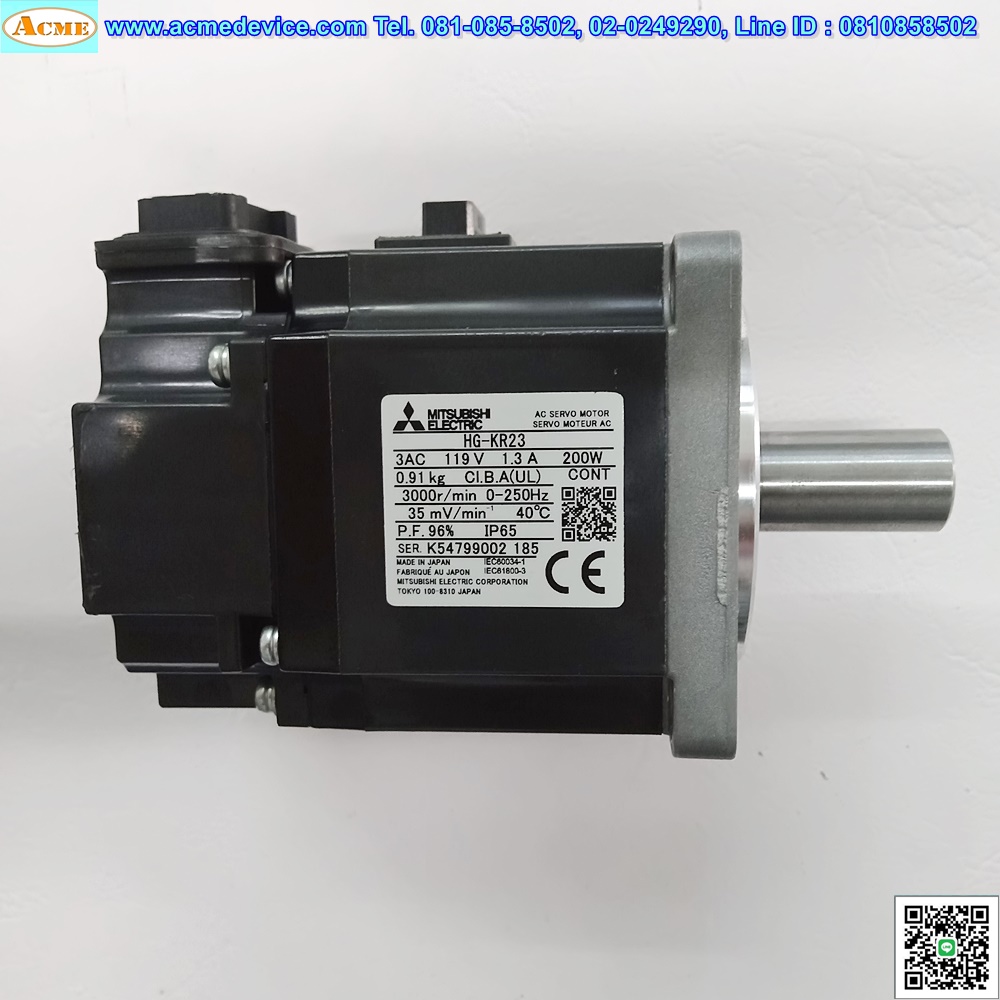 Servo Motor Mitsubishi รุ่น HG-KR23, 3000r/min, 200w