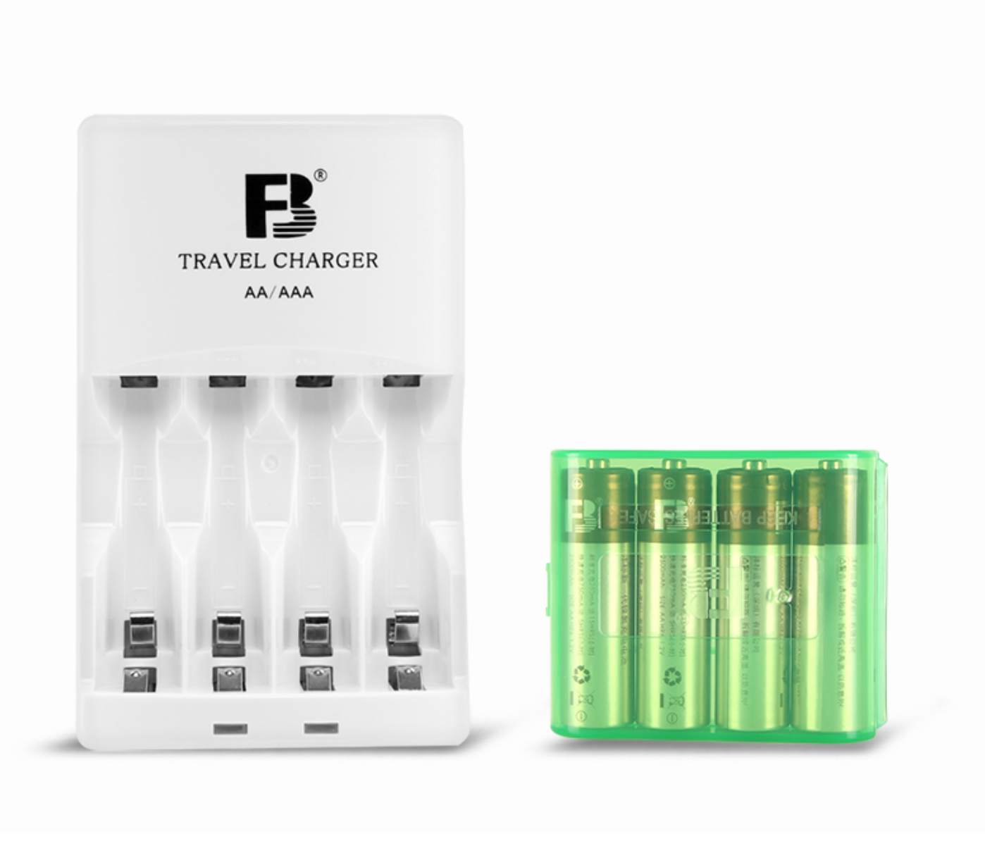 ถ่านชาร์จและแท่นชาร์จ AA ยี่ห้อ FB 2500mAh สำหรับใส่ไฟต่อเนื่อง หรือแฟลชถ่ายภาพ