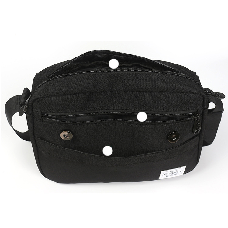 กระเป๋าแมสเซนเจอร์ กระเป๋าสะพายข้าง end&start black compact ช่องเก็บสัมภาระด้านนอก