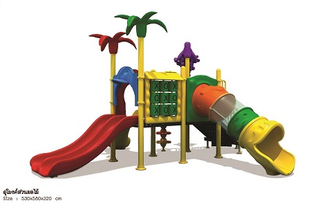 เครื่องเล่นสนามกลางแจ้ง ชุด อุโมงค์สวนผลไม้ พร้อมอุโมงค์ลอด ที่สำหรับปีนป่ายและสไลเดอร์