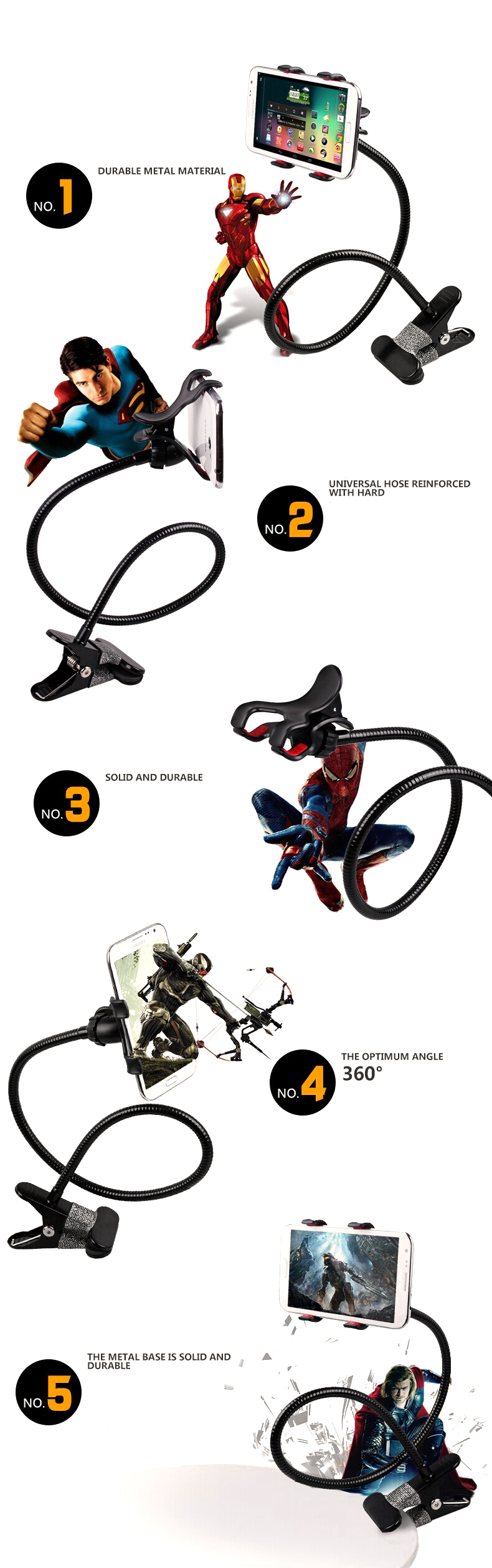 ที่หนีบ/ยึด มือถือ SmartPhone สีดำ (แถมฟรีที่ติดกระจกในรถ)