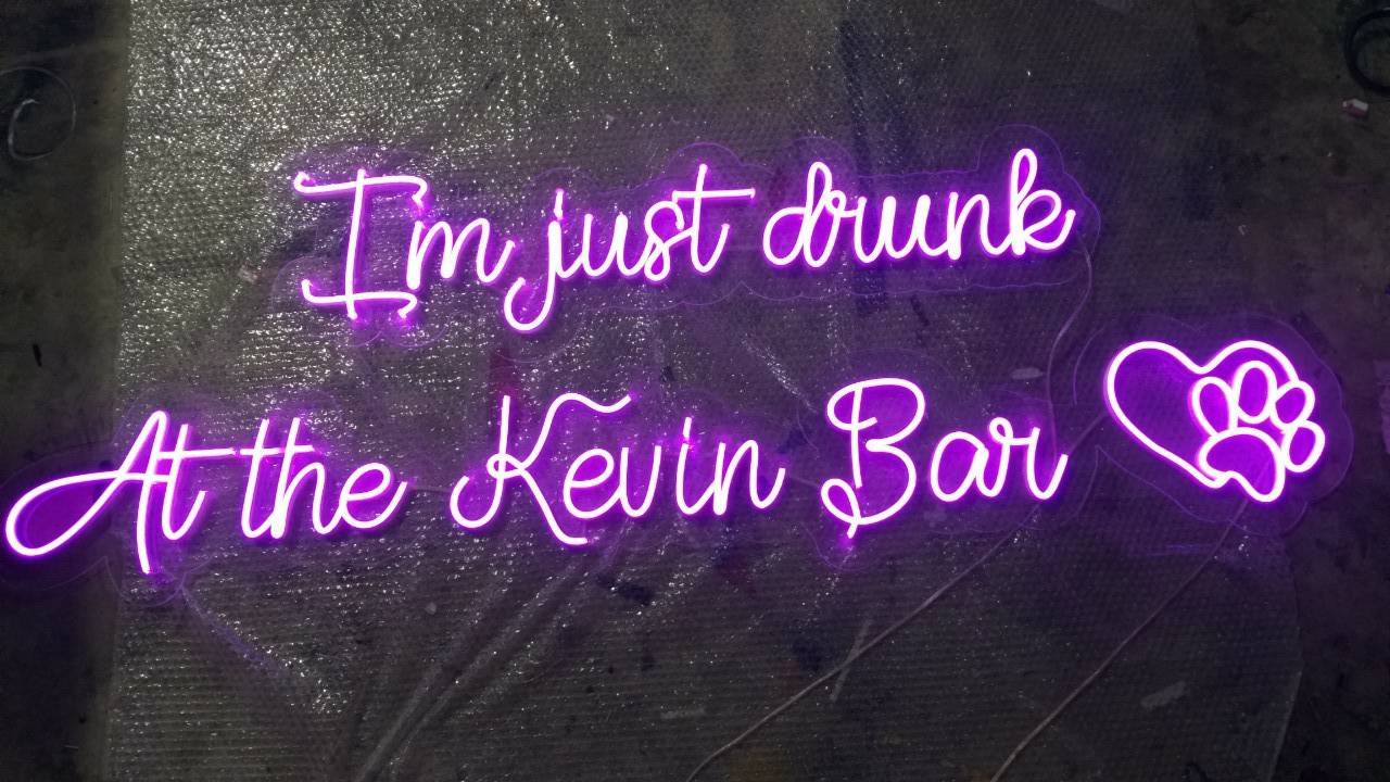 ป้ายนีออน LED - แสงสีม่วงI'm just dawnle At the Keuin Bar อะคริลิคใสรองหลัง