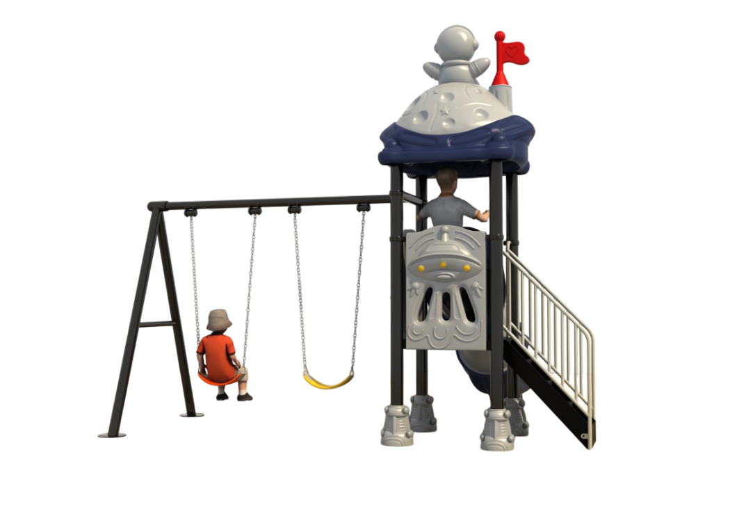 เครื่องเล่นสนามสุดมีประโยชน์มาก เครื่องเล่นชุด อวกาศสไลเดอร์พร้อมชิงช้า