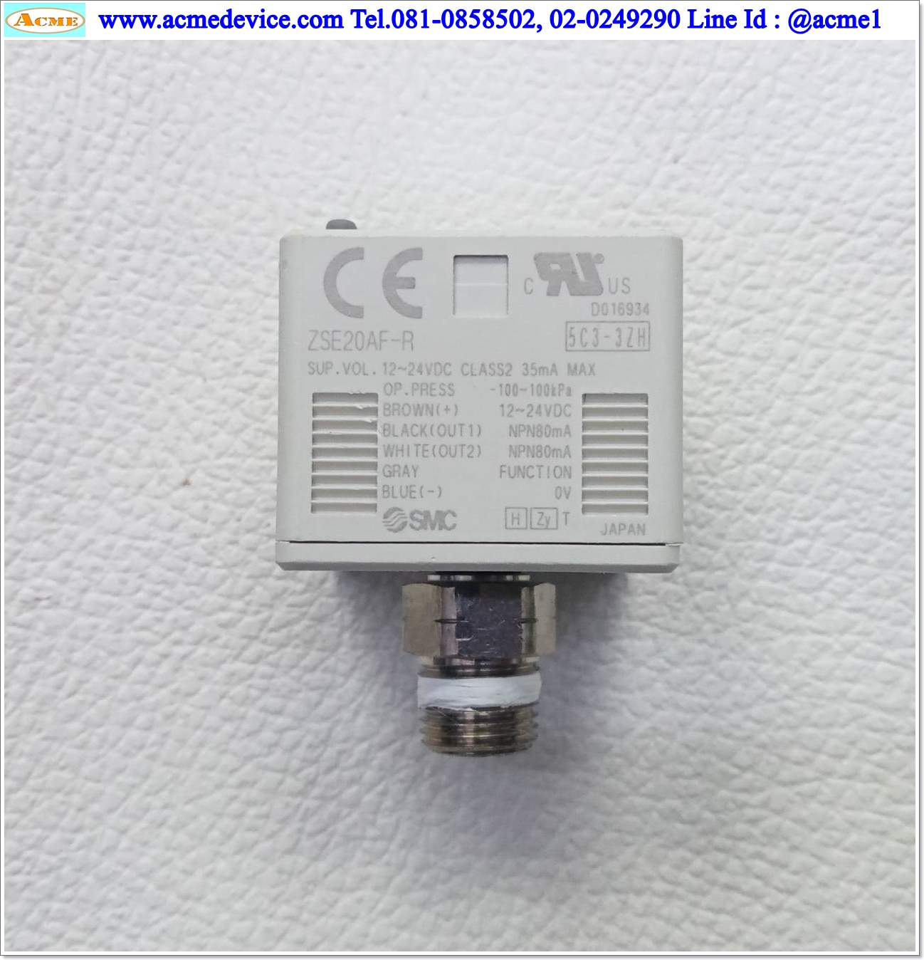 Vacuum/Pressure SMC รุ่น ZSE20AF-R, -101 to +100kPa, NPN