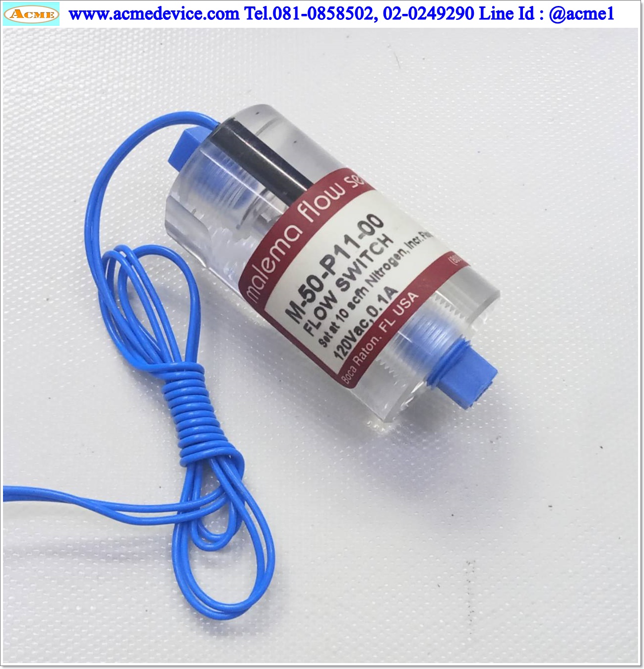 Flow Sensor Maiema Sensors รุ่น M-50-P11-00, Set at 10 acfh Nitrogen, 120Vac 0.1A