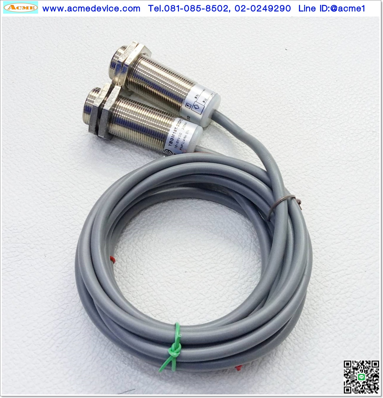 Photoelectric YB รุ่น YBGM18T-20DPD + YBGM18T-20D, ระยะ 10M, NPN, Dark-ON, (รับ-ส่ง)