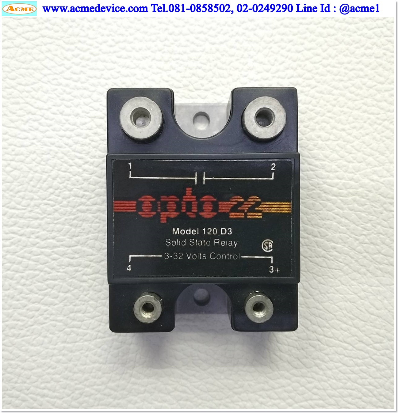 Solid State Opto 22 รุ่น 120D3, Input 3 to 32 Vdc, Output 120Vac, 3A