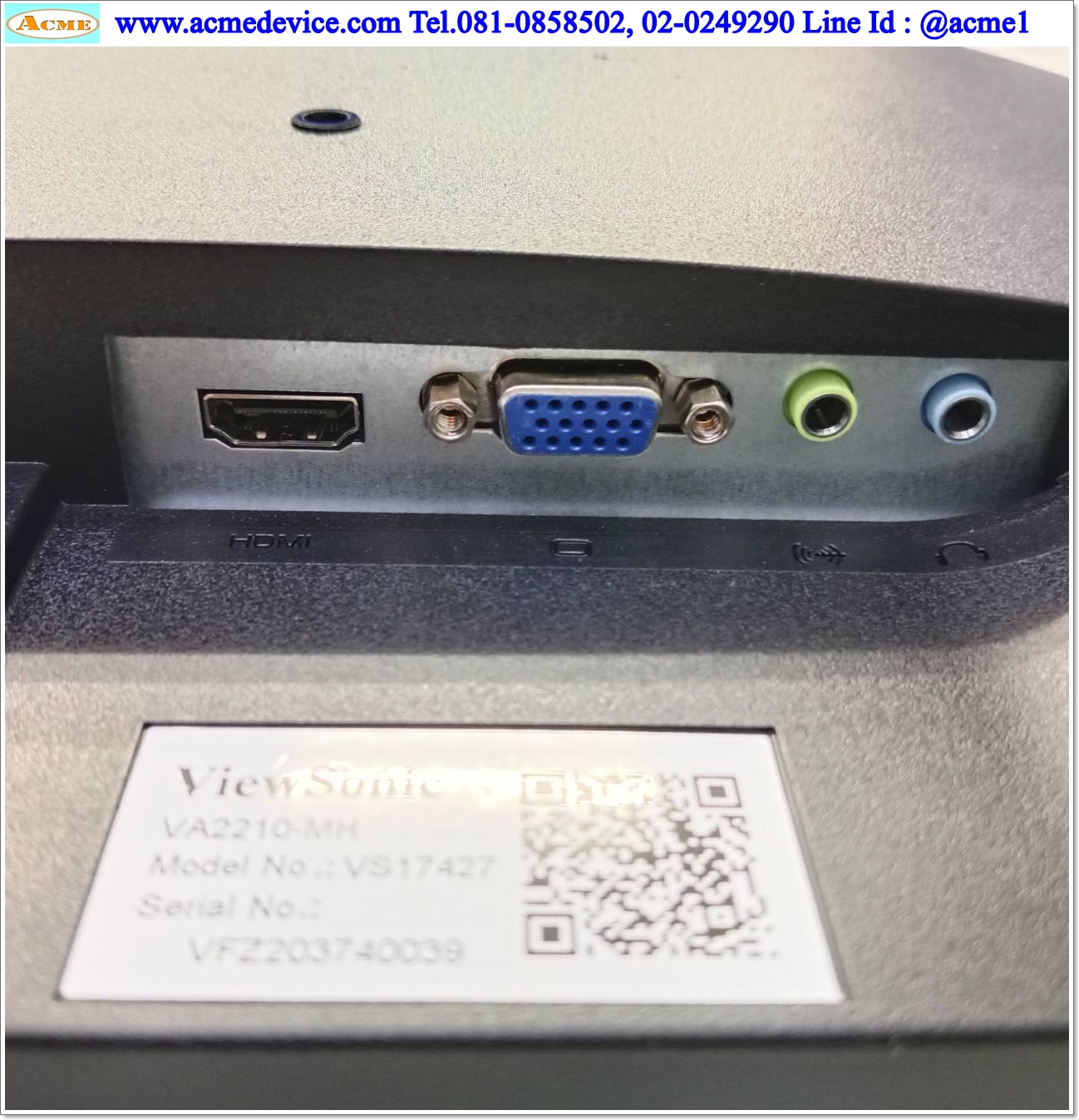 LCD Monitor ViewSonic รุ่น VA2210-mh, Interface VGA, HDMI, 100-240V, 22" (ไม่มีขาจอ)