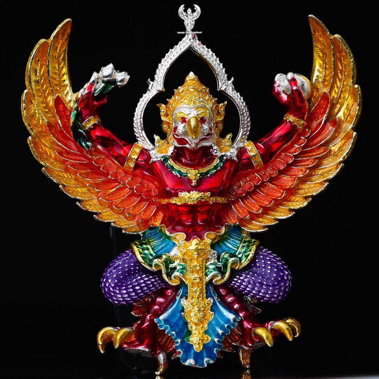 พญาครุฑ รุ่น เศรษฐีมหาเศรษฐี วัดครุฑ อยุธยา เนื้อเงินลงยาราชาวดี