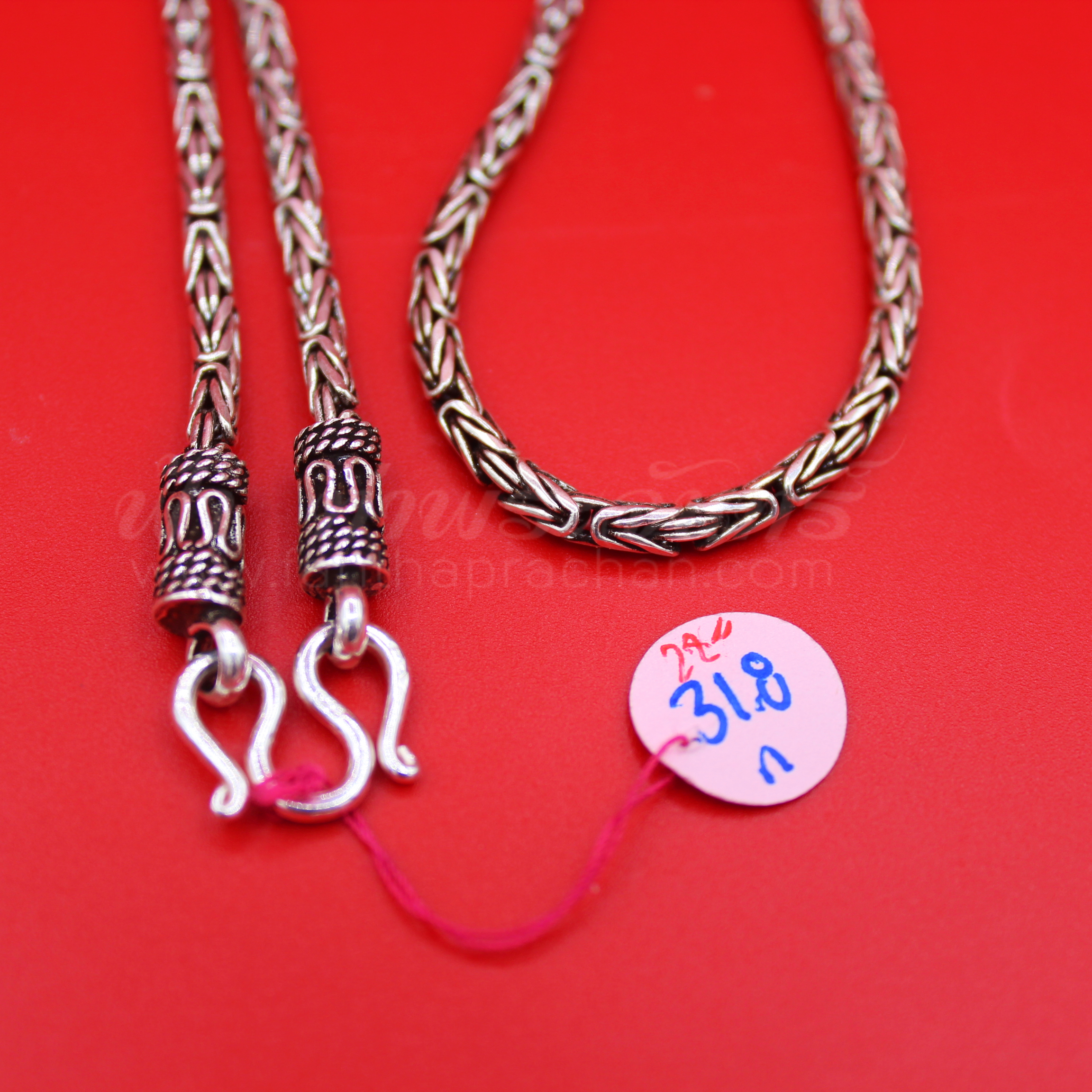 สร้อยคอเงินแท้ 92.5 ลายบาหลี หัวจรวด รมดำ