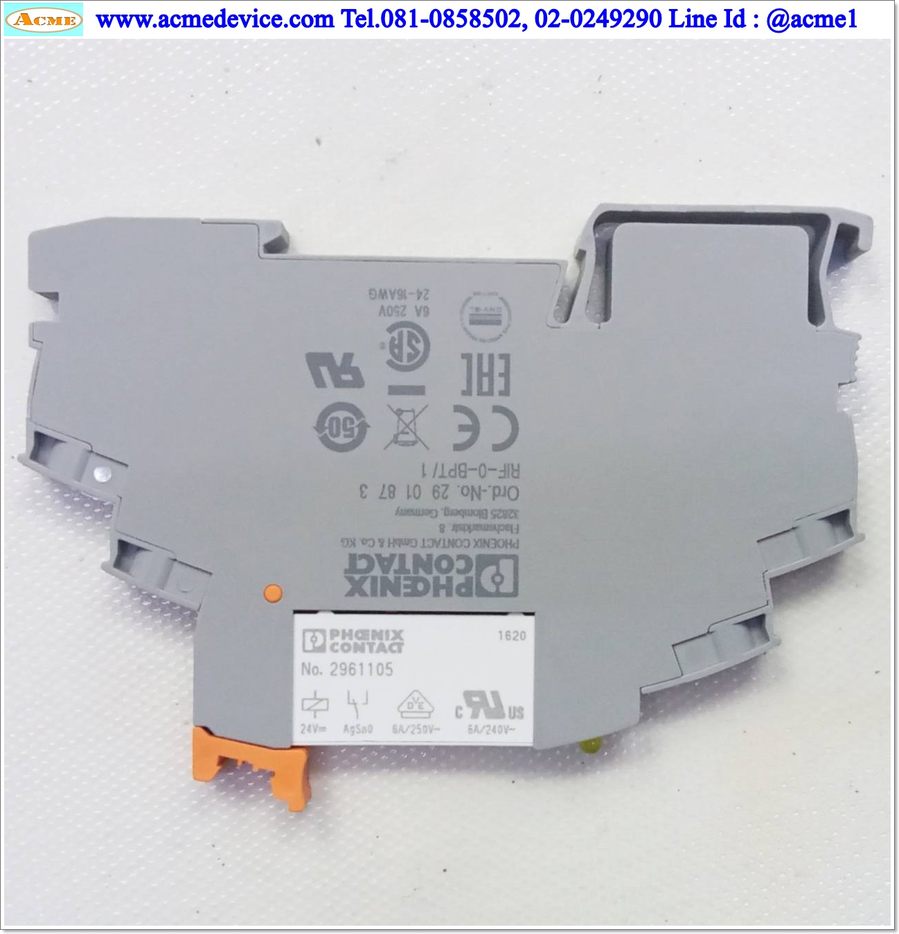 Relay Phoenix Contact รุ่น 2961105 + Socket RIF-0-BPT/1, Coil 24Vdc, Contact 6A