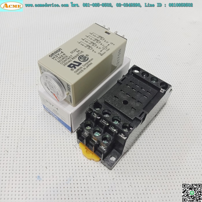 Timer Omron รุ่น H3Y-4 + Socket Omron รุ่น PYF14A-E, 220V, 60 Min