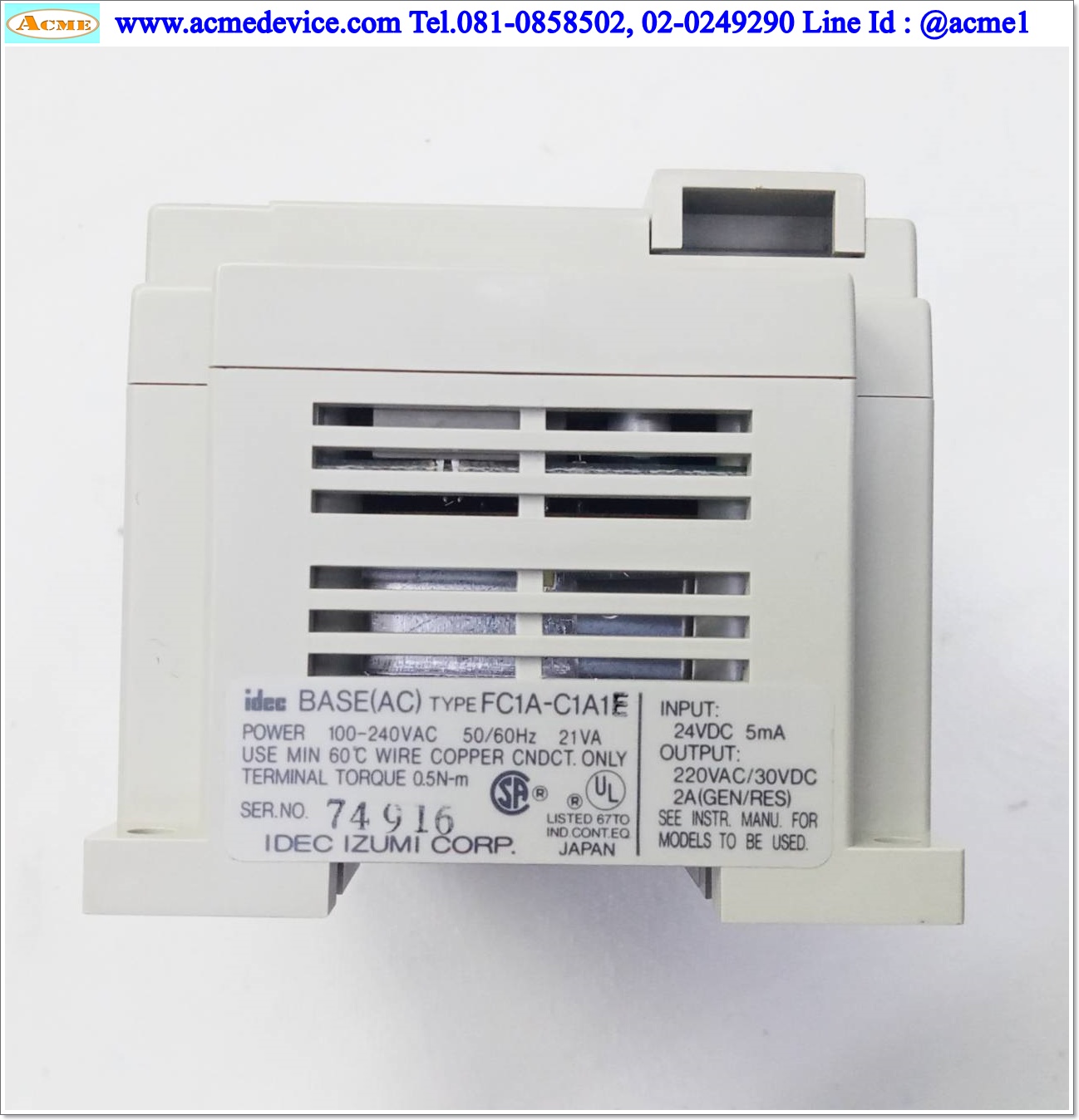 PLC Idec รุ่น FC1A-C1A1E, Relay Output