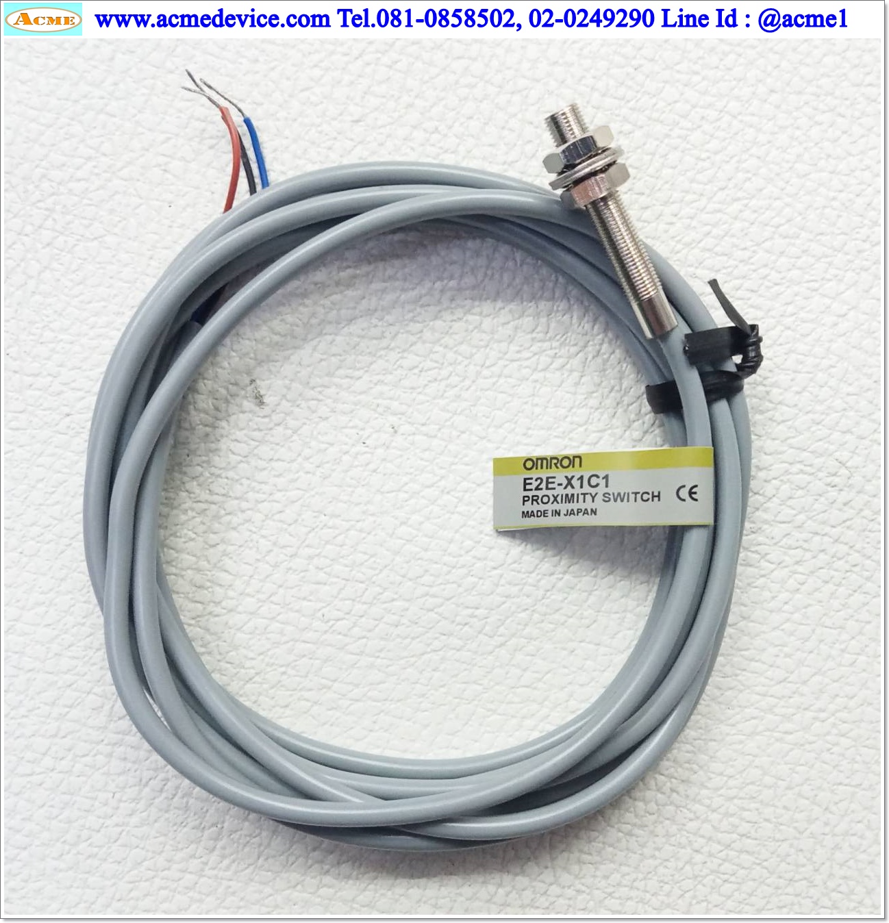 Proximity Omron รุ่น E2E-X1C1, M5, ระยะ 1mm, 3Wire, NO, NPN, Shielded, Inductive
