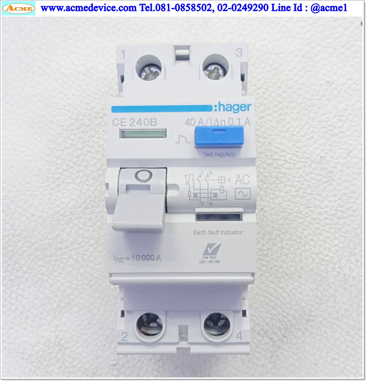 Breaker 2P hager รุ่น CE240B, 40A