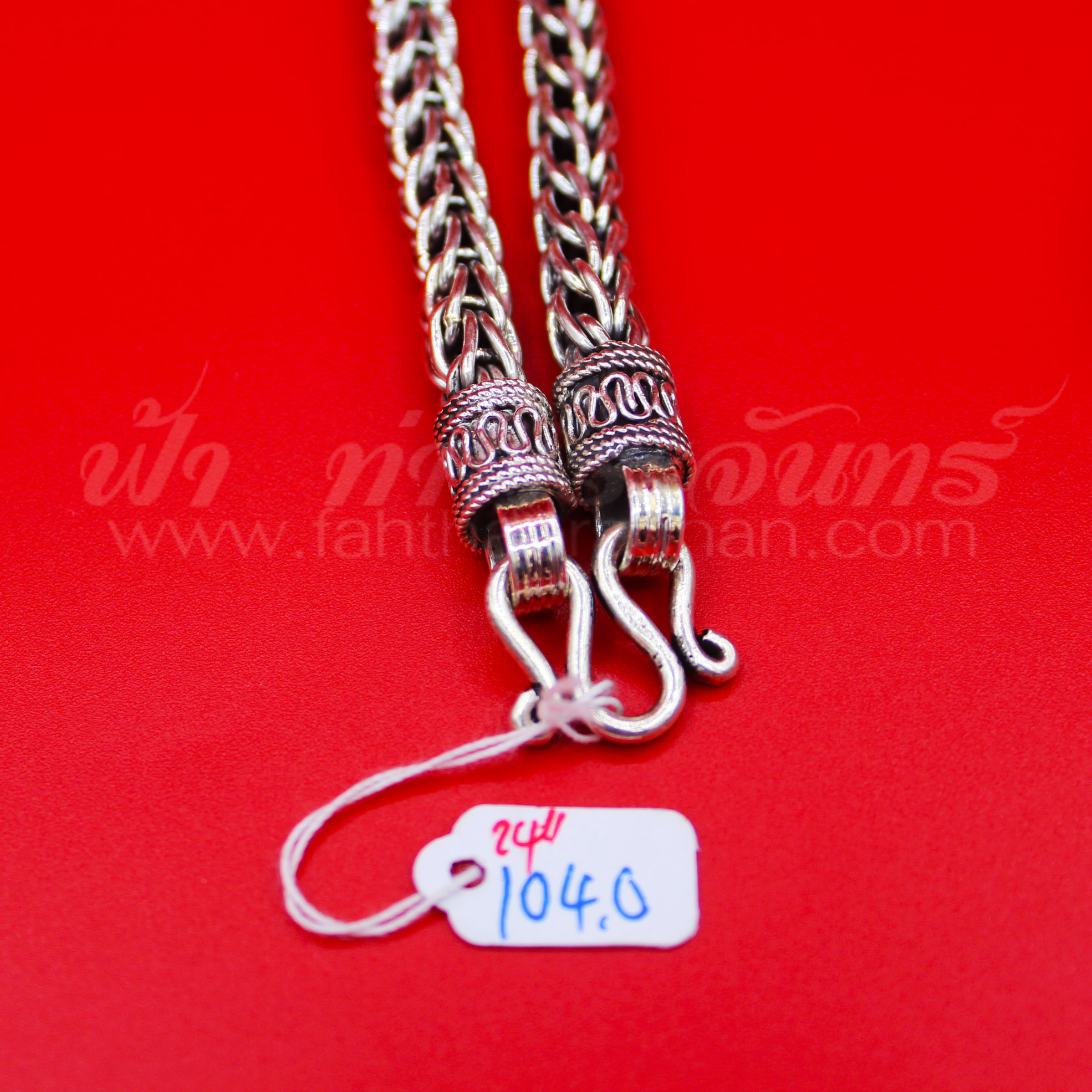 สร้อยคอเงินแท้ 92.5 ลายสี่เสาฉลุ หัวจรวด รมดำ แบบห่วงเดียว