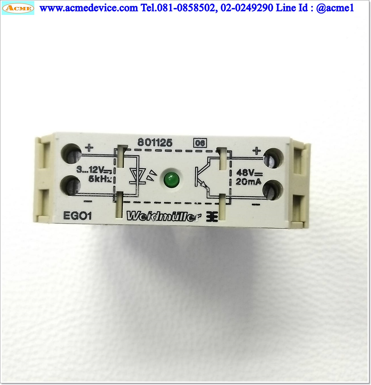 Solid State Relay Weidmuller รุ่น EG01 801125,Input 3 to 12 Vdc, Output 48Vdc, 20mA