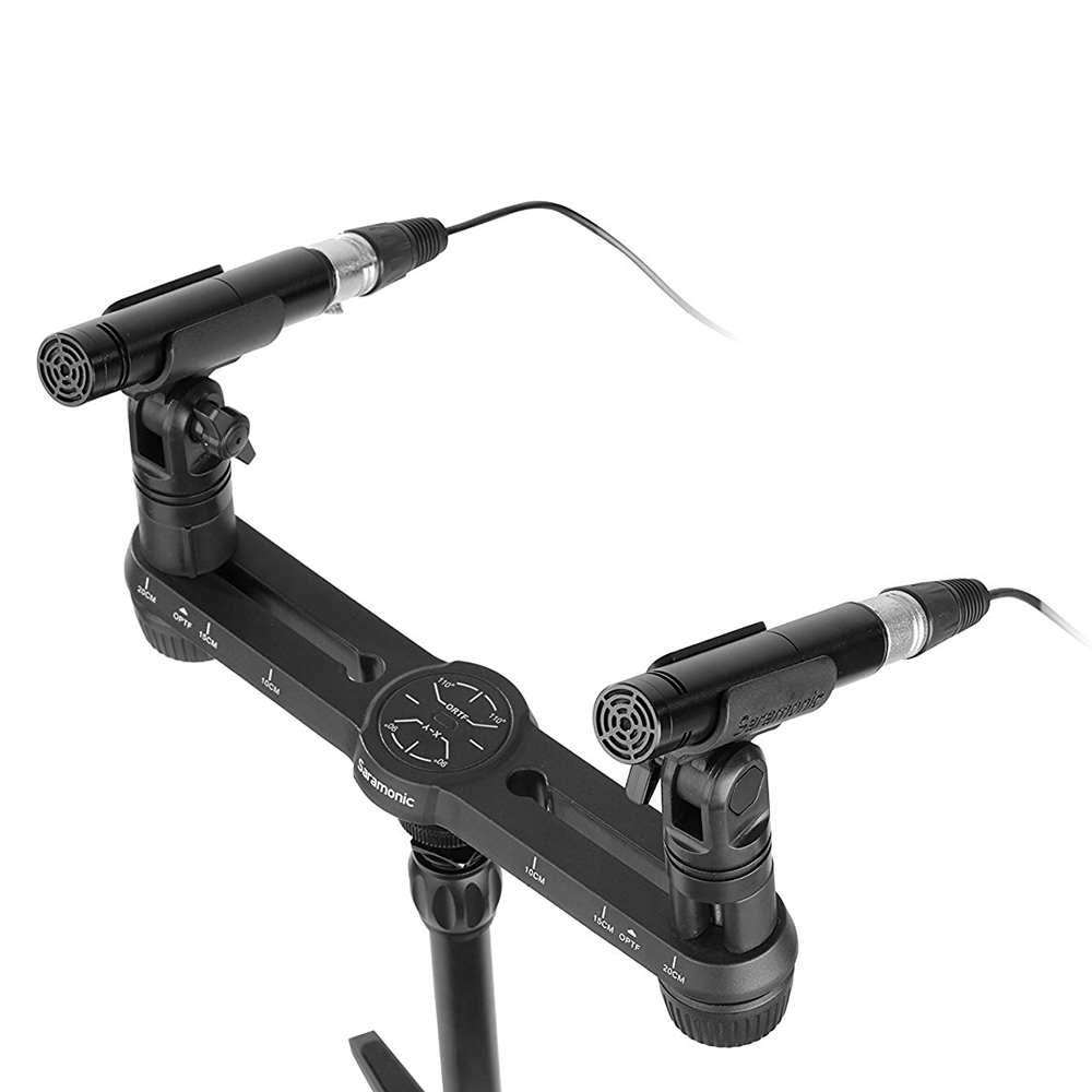 Saramonic SR-M500 Matched Pair of Compact Cardioid Studio Condenser Microphones with Windshields, Mic Clips, and Spacing Bar Mounting Bracket รับประกันศูนย์ไทย 1 ปี