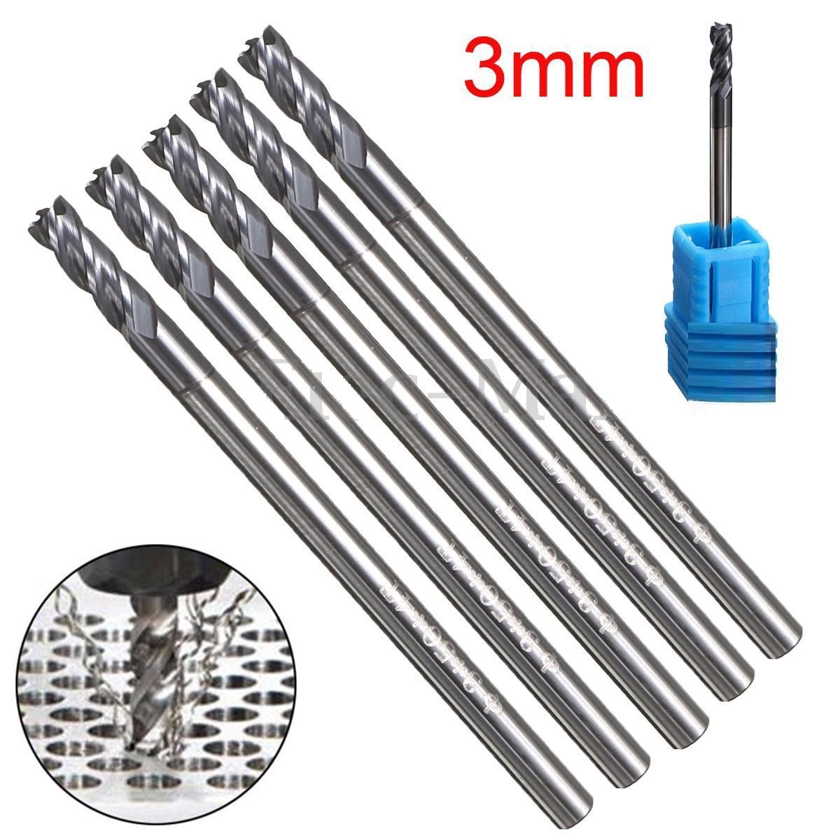 คาร์ไบด์ End Mill 4 ฟัน 5 ดอก ขนาด 3 มม. Shank ทังสเตน Coated CNC Milling Tool