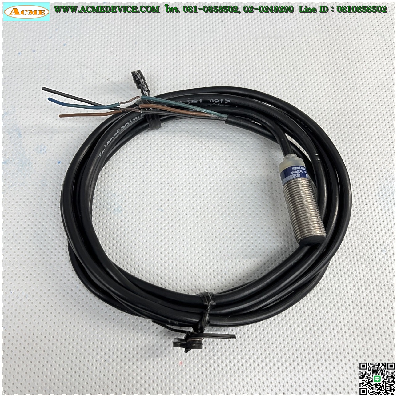 Proximity Telemecanique รุ่น XS112B3NAL2, M12, ระยะ 4mm, NPN, NO, 3Wire, Inductive