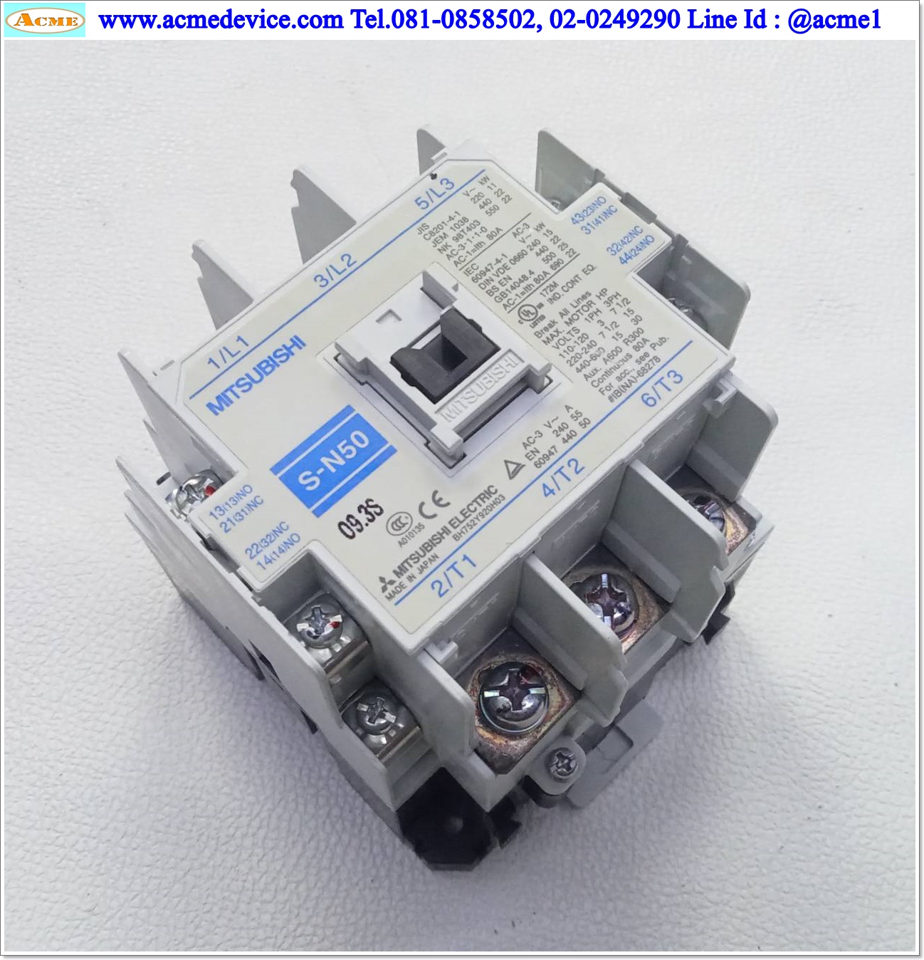 Magnetic Contactor Mitsubishi รุ่น S-N50, Current Rating 55A, Coil 220 Vac