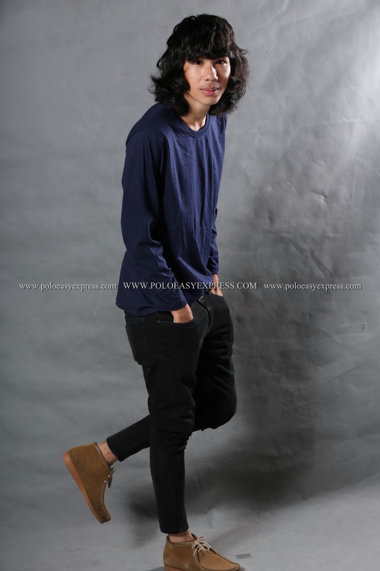 เสื้อยืด สีกรมท่า คอกลม แขนยาว Size 2XL