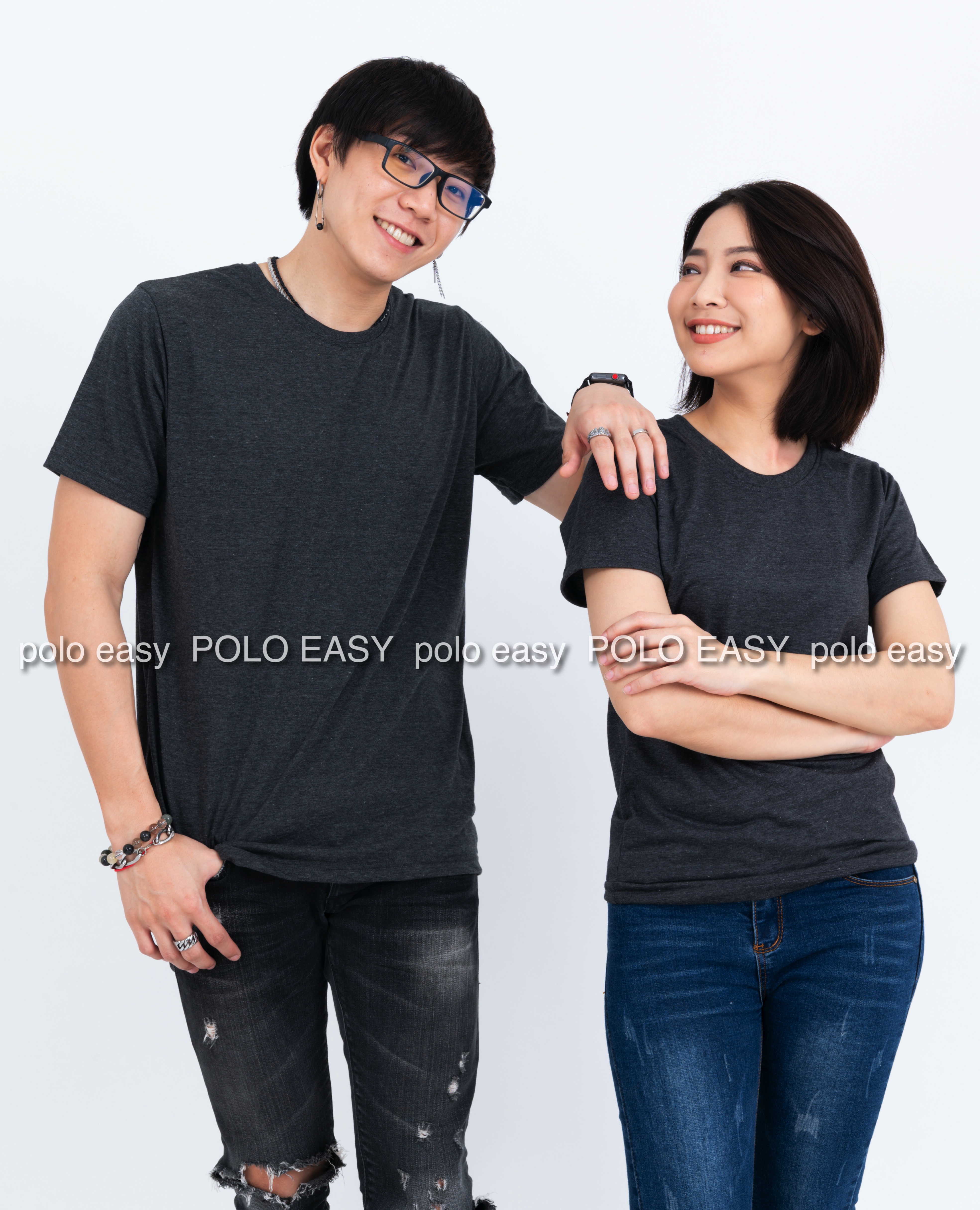3XL เสื้อยืด สีดำท็อปดาย คอกลม แขนสั้น Size 3XL