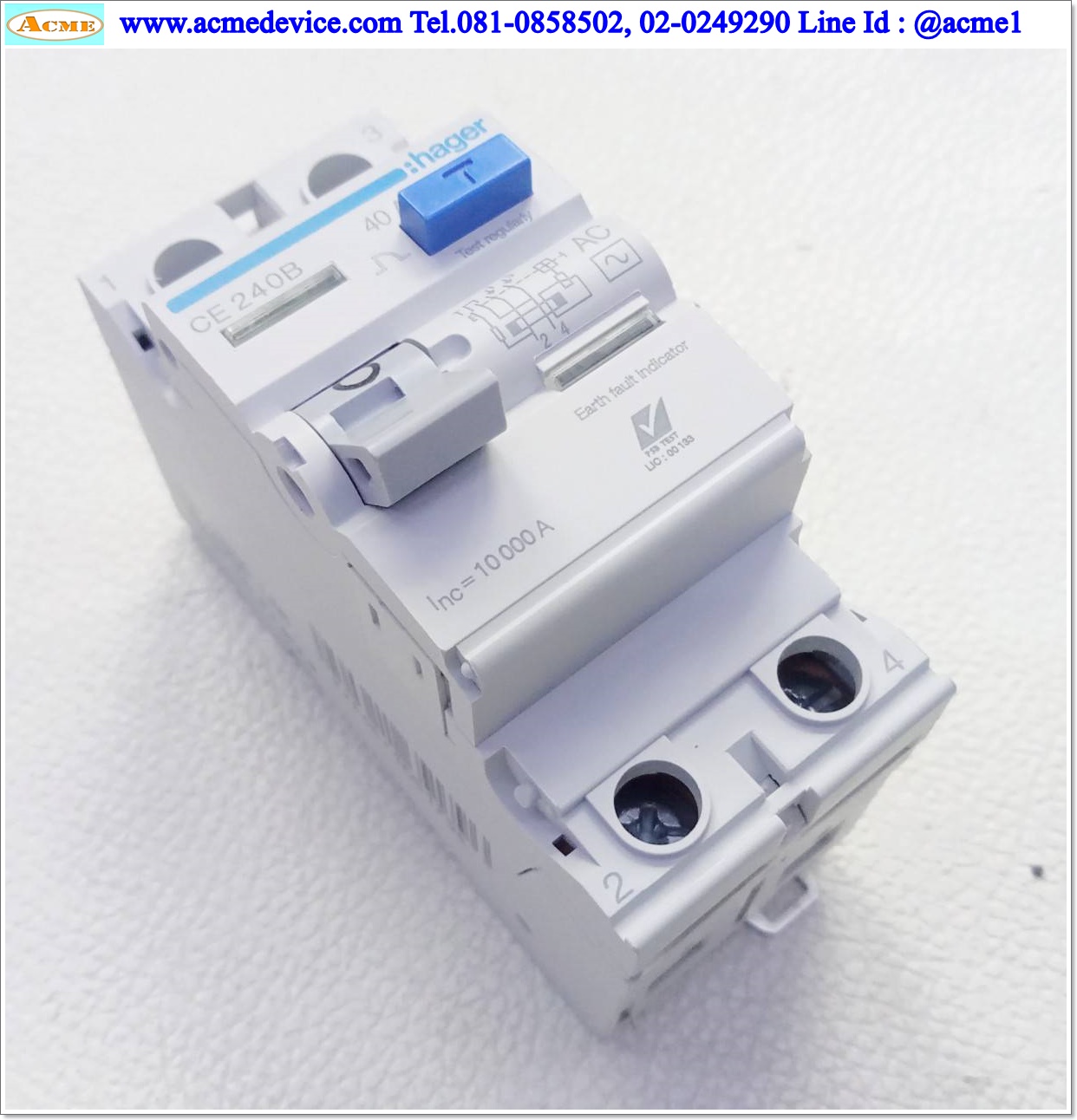 Breaker 2P hager รุ่น CE240B, 40A