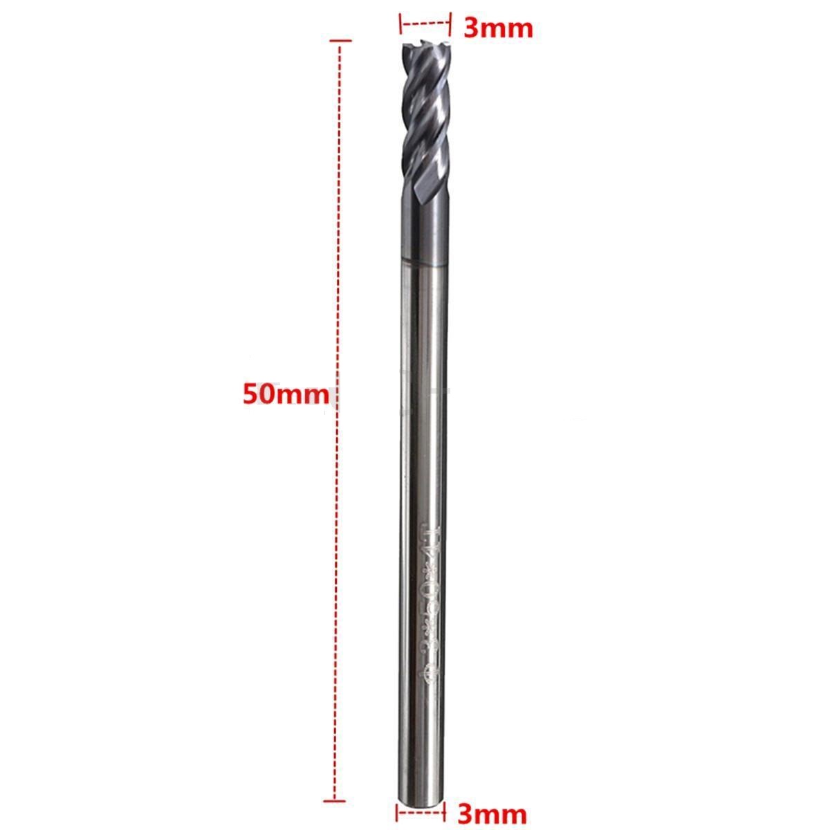 คาร์ไบด์ End Mill 4 ฟัน 5 ดอก ขนาด 3 มม. Shank ทังสเตน Coated CNC Milling Tool