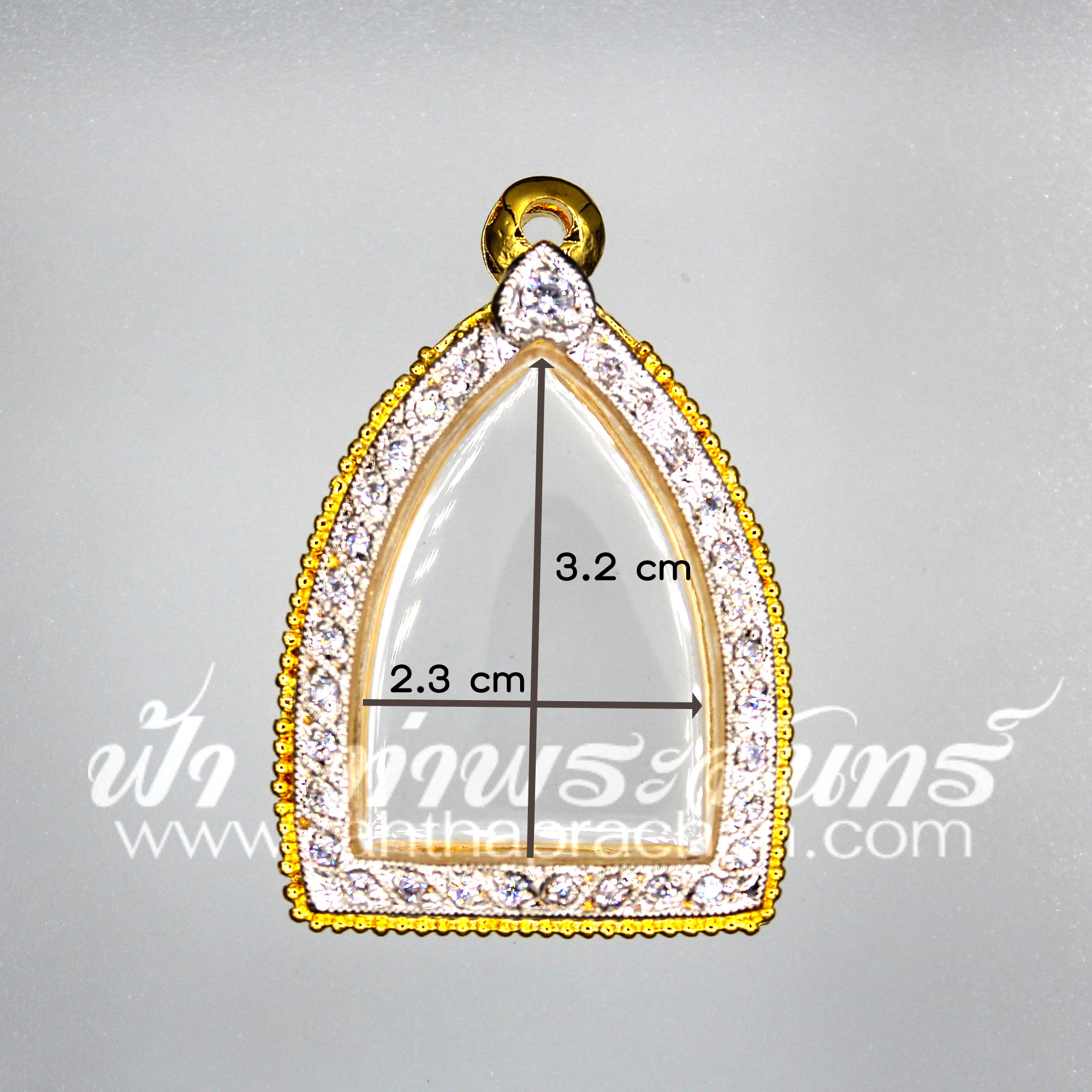 ตลับเจ้าสัวเนื้อผง ทองเหลืองขุบทอง ฝังพลอยขาวเต็ม