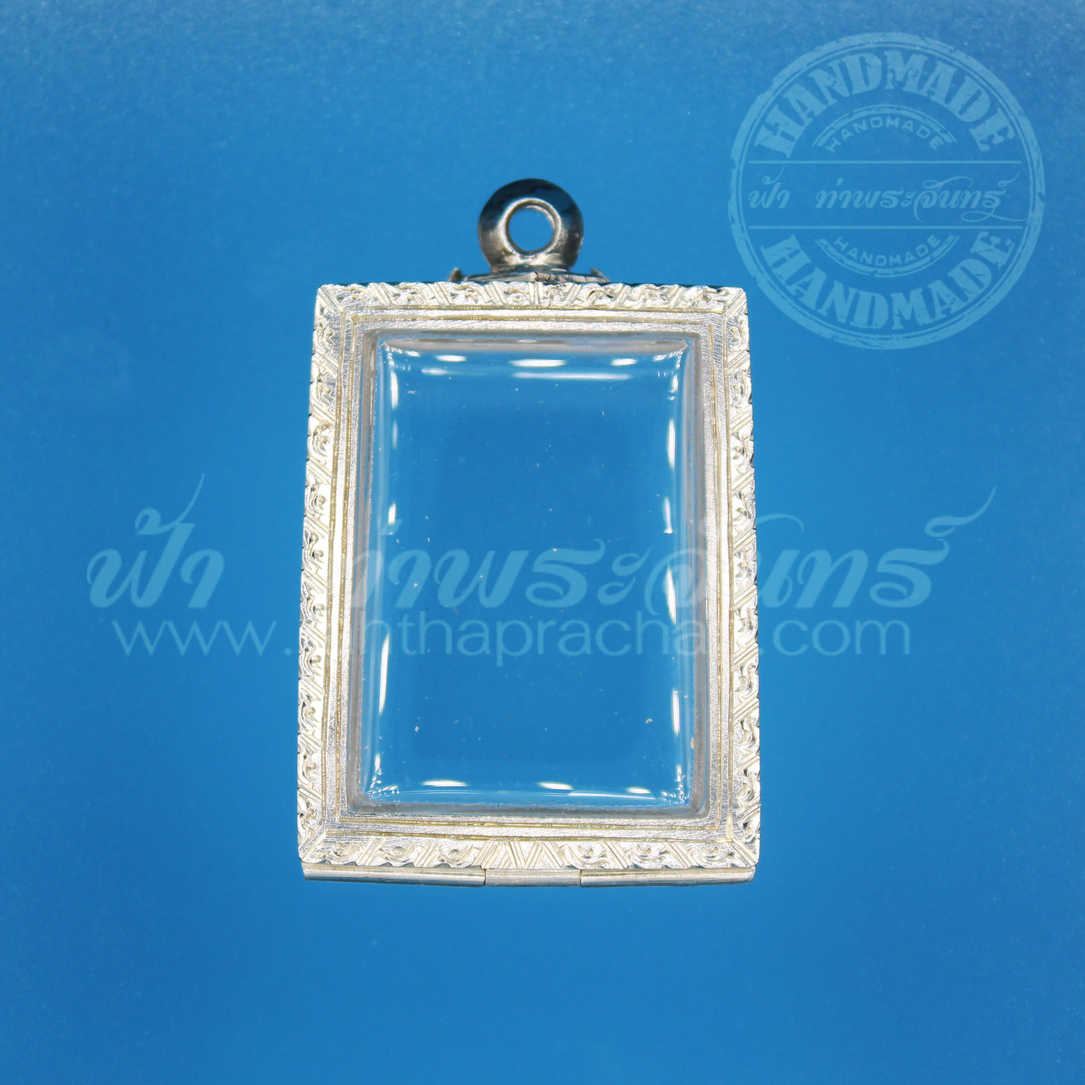 ตลับสมเด็จ ฝังพลอย เงินแกะลาย 92.5%