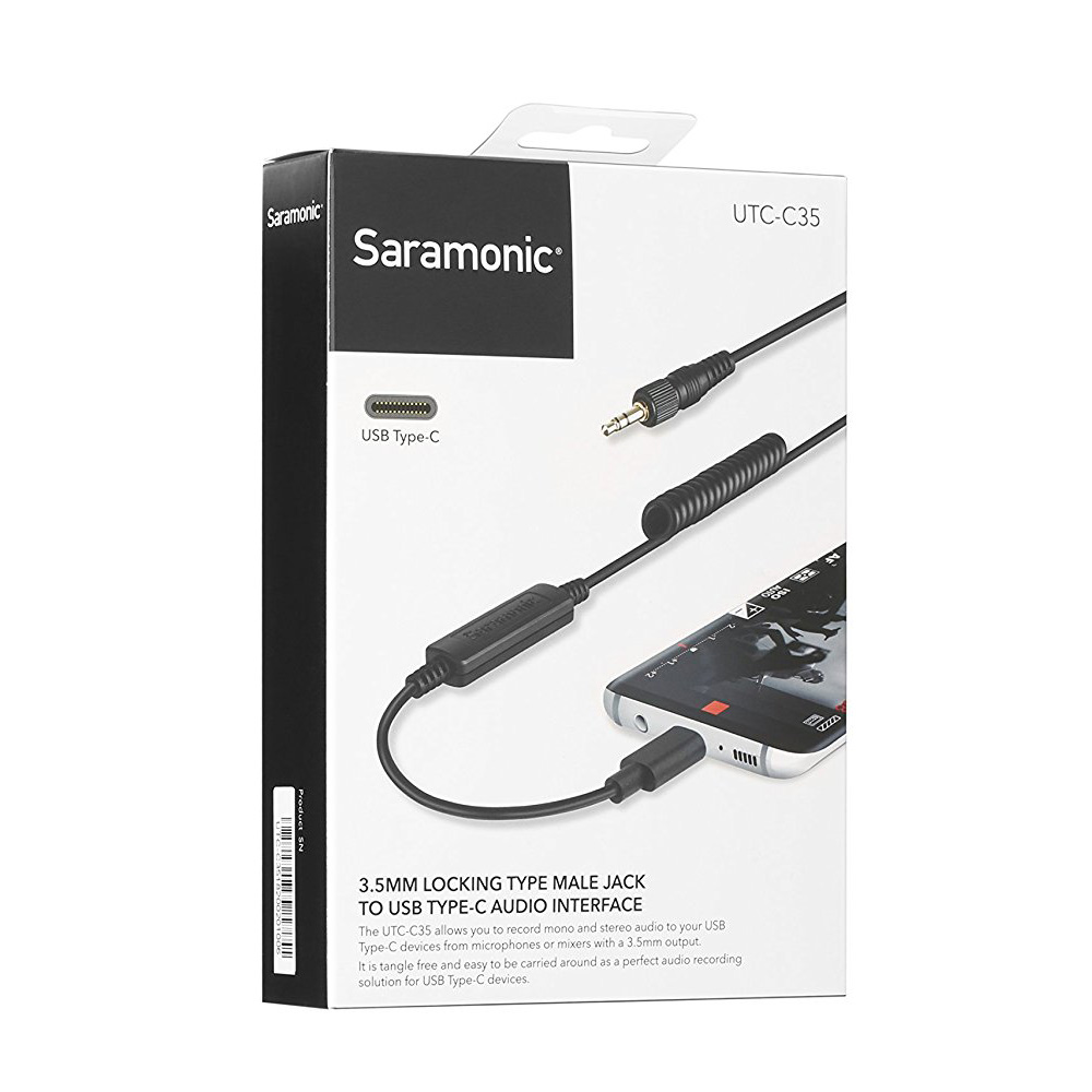 Saramonic UTC-C35 Locking 3.5mm Male Jack to USB Type-C Connector for Samsung Galaxy, LG, HTC Google Pixel, Google Nexus, Other USB C Type Smartphones รับประกันศูนย์ไทย 1 ปี