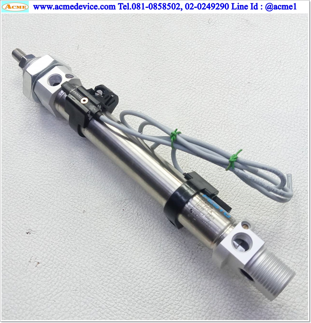 Air Cylinder Festo รุ่น DSNU-20-100-PPV-A + SME-8M-ZS-24V-K-0.3-M8D, Bore 20 mm., Stroke 100 mm.