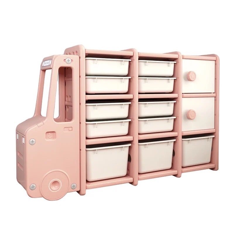 ชั้นวางของรถบัส 13 ช่อง ชั้นวางของเล่น สีชมพู