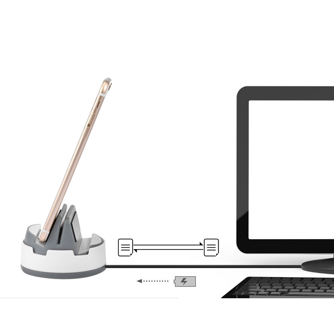 แท่นชาร์จ Hoco P3 Multi-Function สีเทา-ขาว