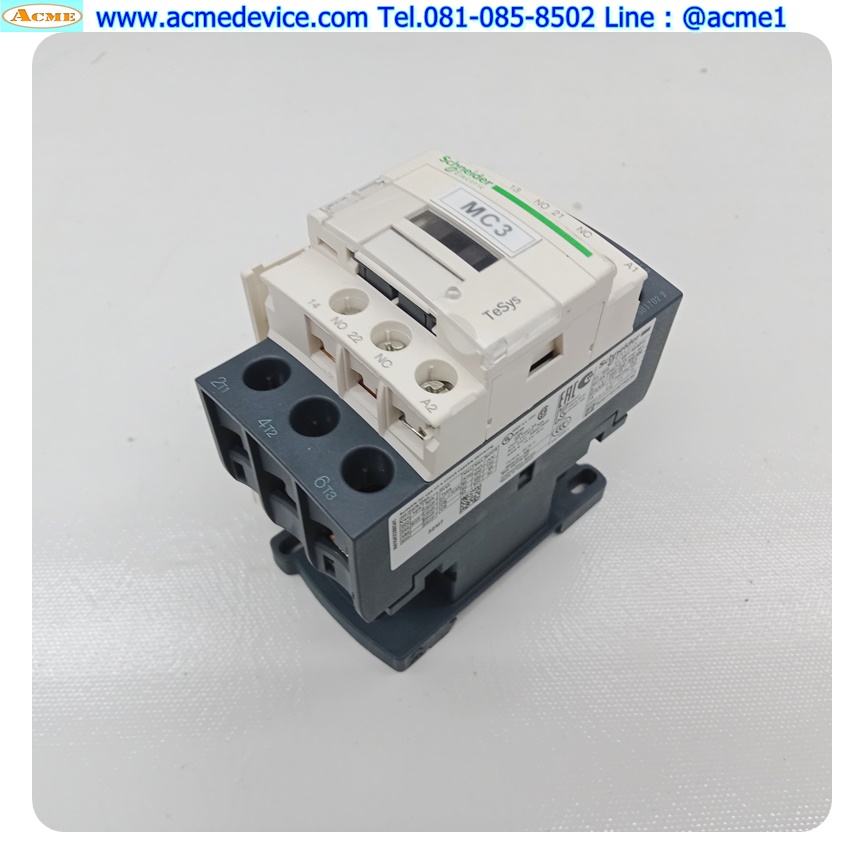Magnetic Contactor Schneider รุ่น LC1D32, Current Rating 32A, Coil 220Vac, + LAD8N