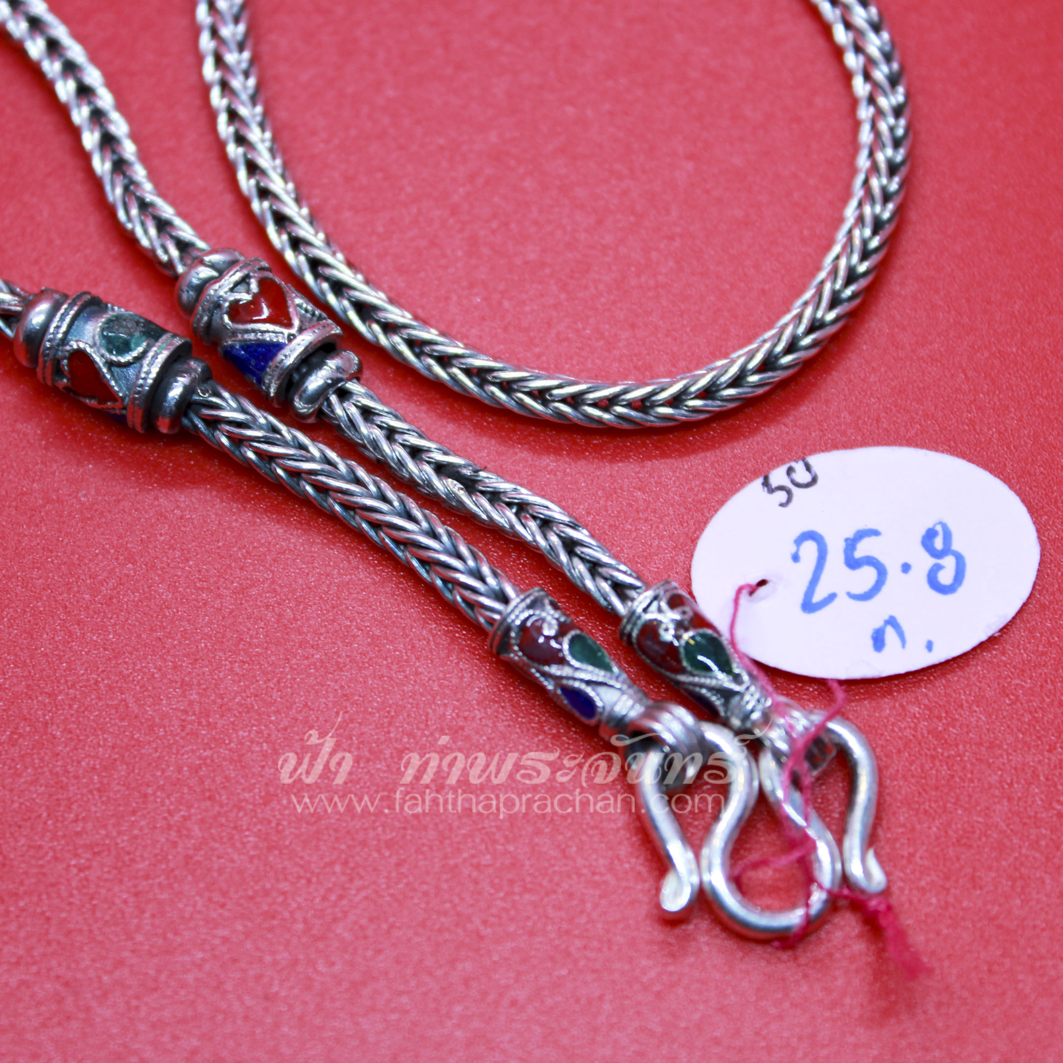 สร้อยคอเงินแท้ 92.5 ลายสี่เสา หัวจรวด รมดำ