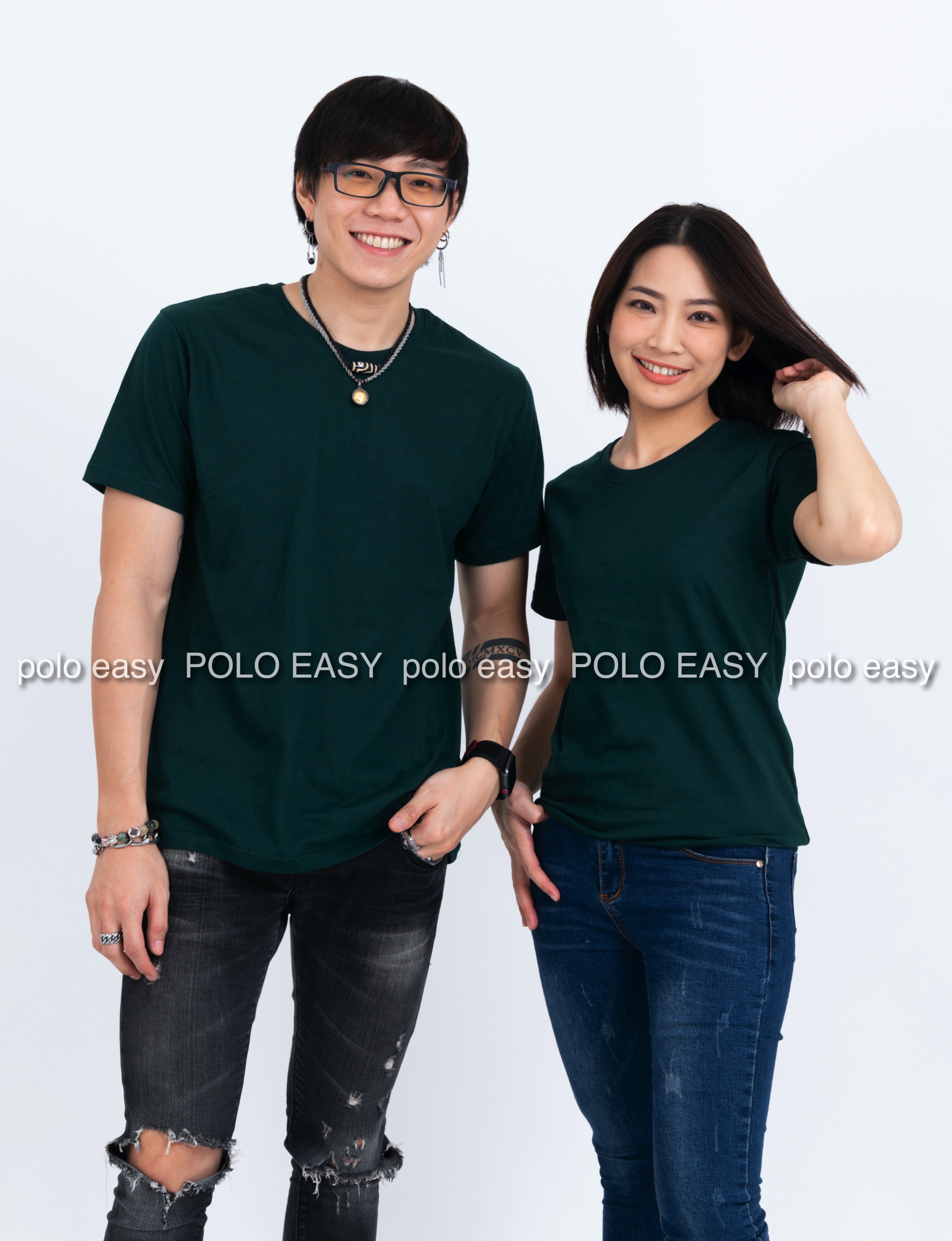 4XL เสื้อยืด สีเขียวหัวเป็ด คอกลม แขนสั้น Size 4XL
