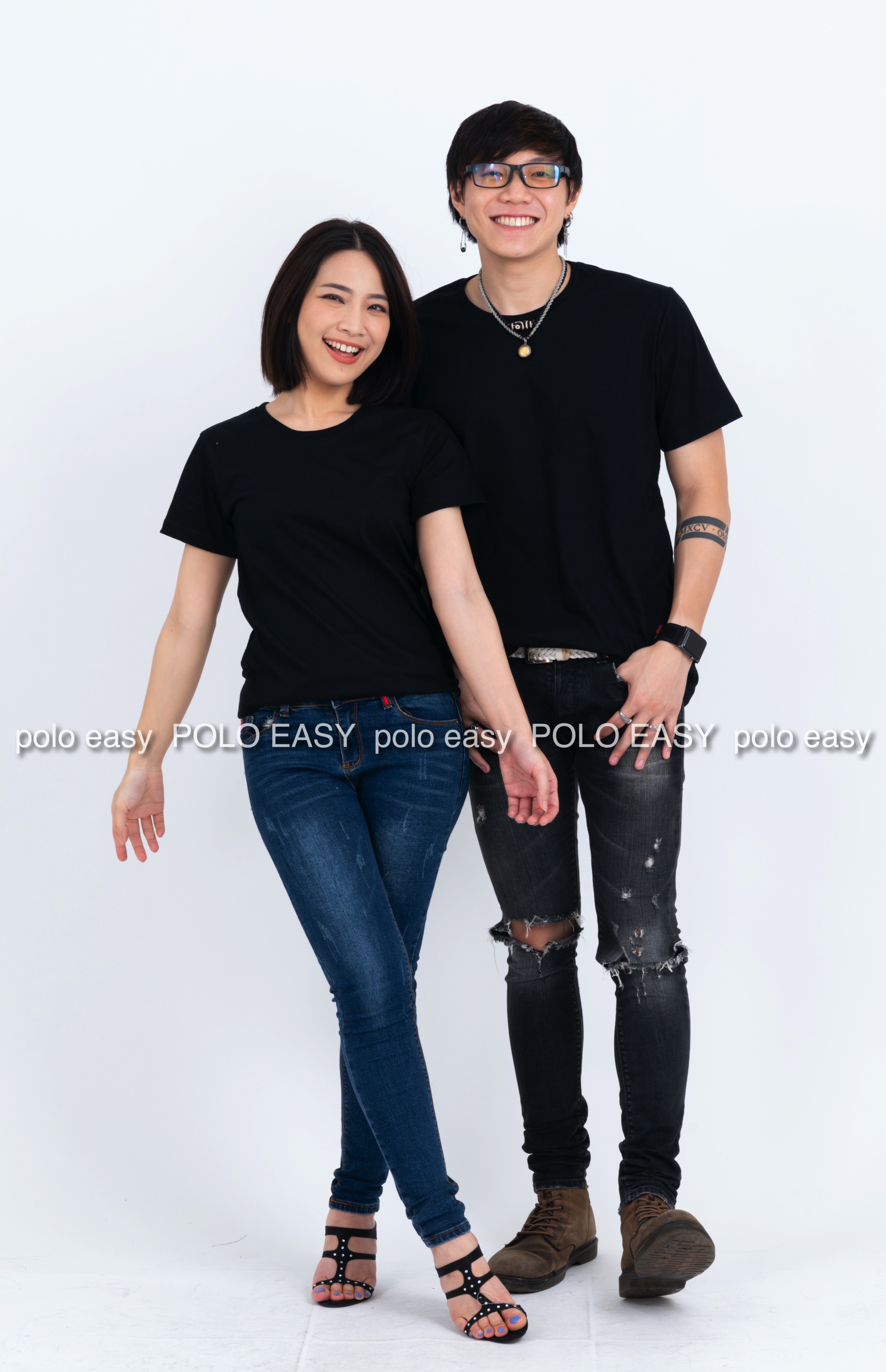 2XL เสื้อยืด สีดำ คอกลม แขนสั้น Size 2XL