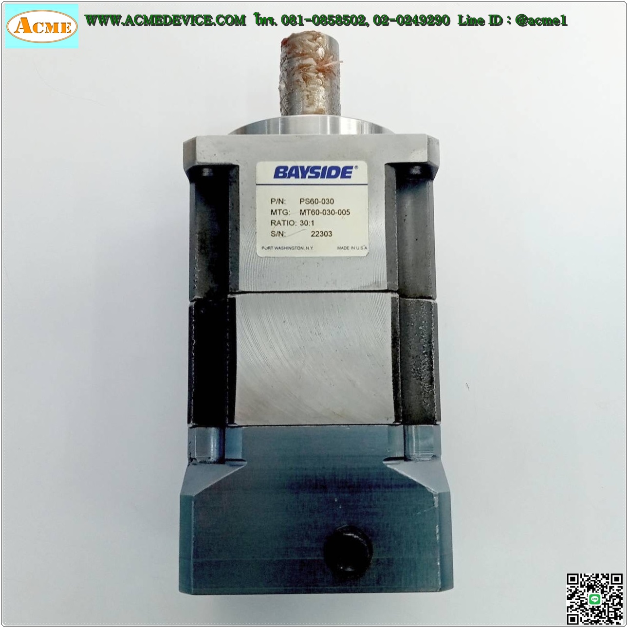 Gear Head Bayside รุ่น PS60-030, Ratio 30:1 (เพลาเข้า 6.3 mm., ออก 16 mm.), for Stepping □ 57x57 ∅ 38