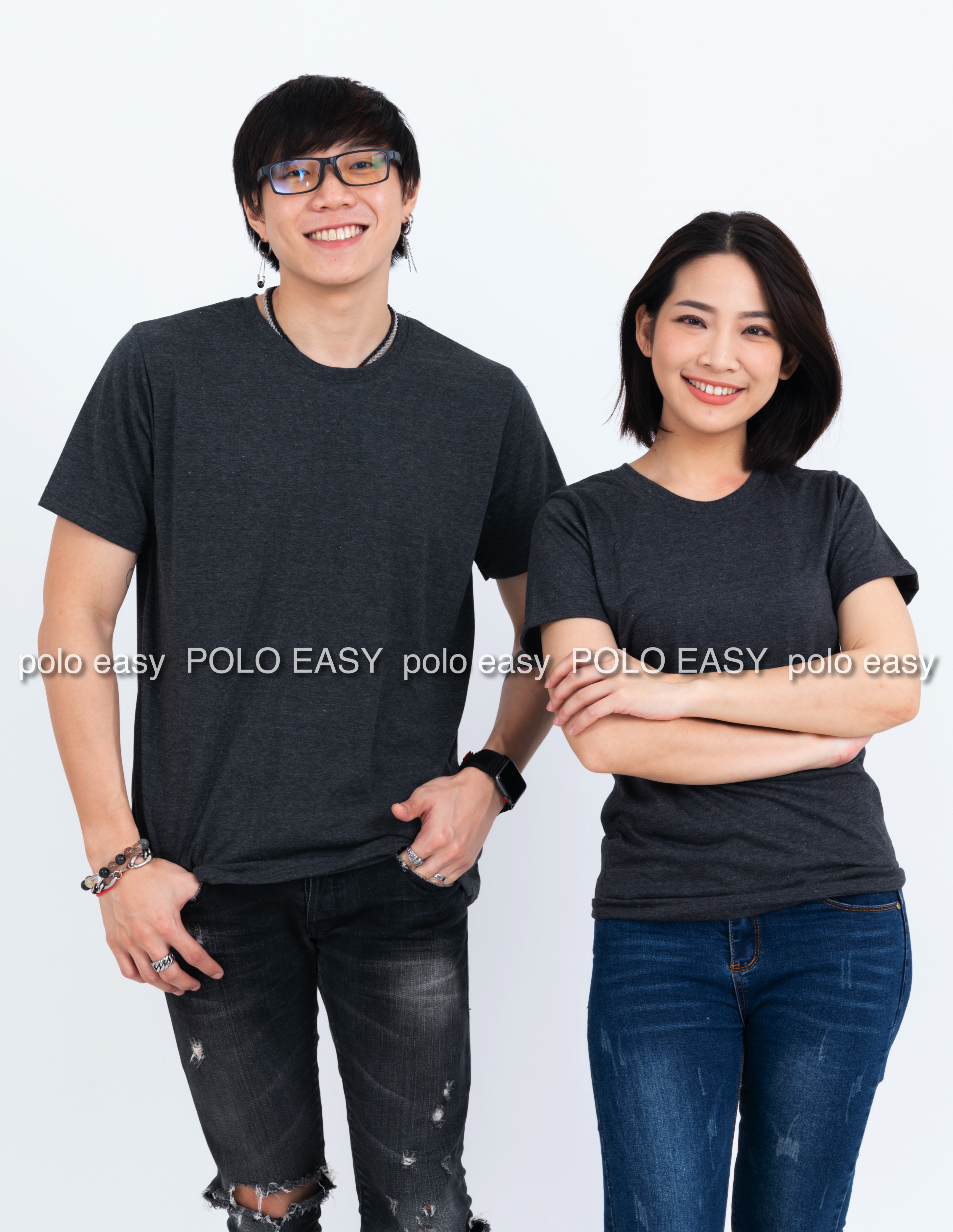 4XL เสื้อยืด สีดำท็อปดาย คอกลม แขนสั้น Size 4XL