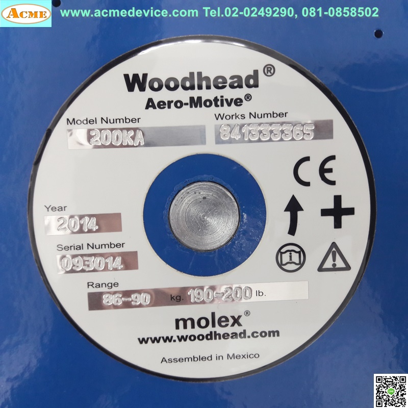Balancer molex, Aero-Motive Woodhead, รุ่น 200KA, 190-200 lb., 86-90 kg.