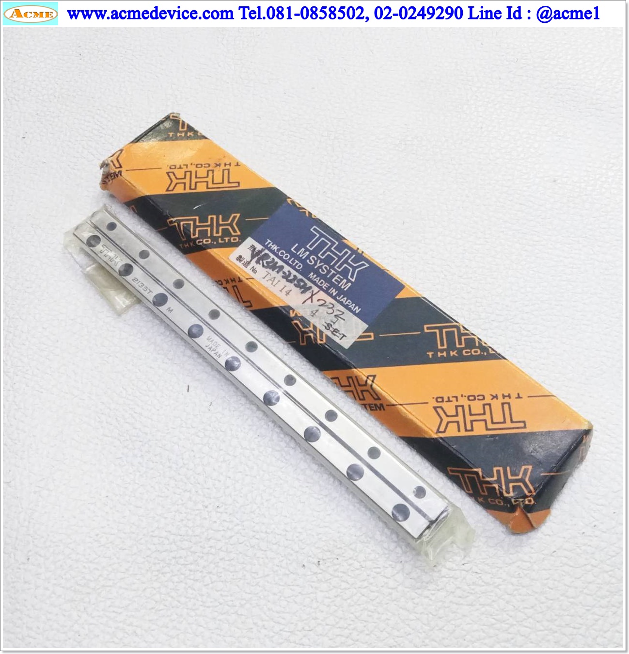 Crossed Roller Guide THK รุ่น VR3M-225HX23Z, 2135T, ขนาด 12 x 140mm., Stroke 90 mm.