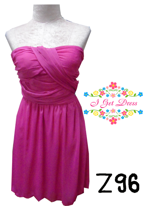 ราตรีสั้นเกาะอกสีบานเย็น(ฟรีไซส์)