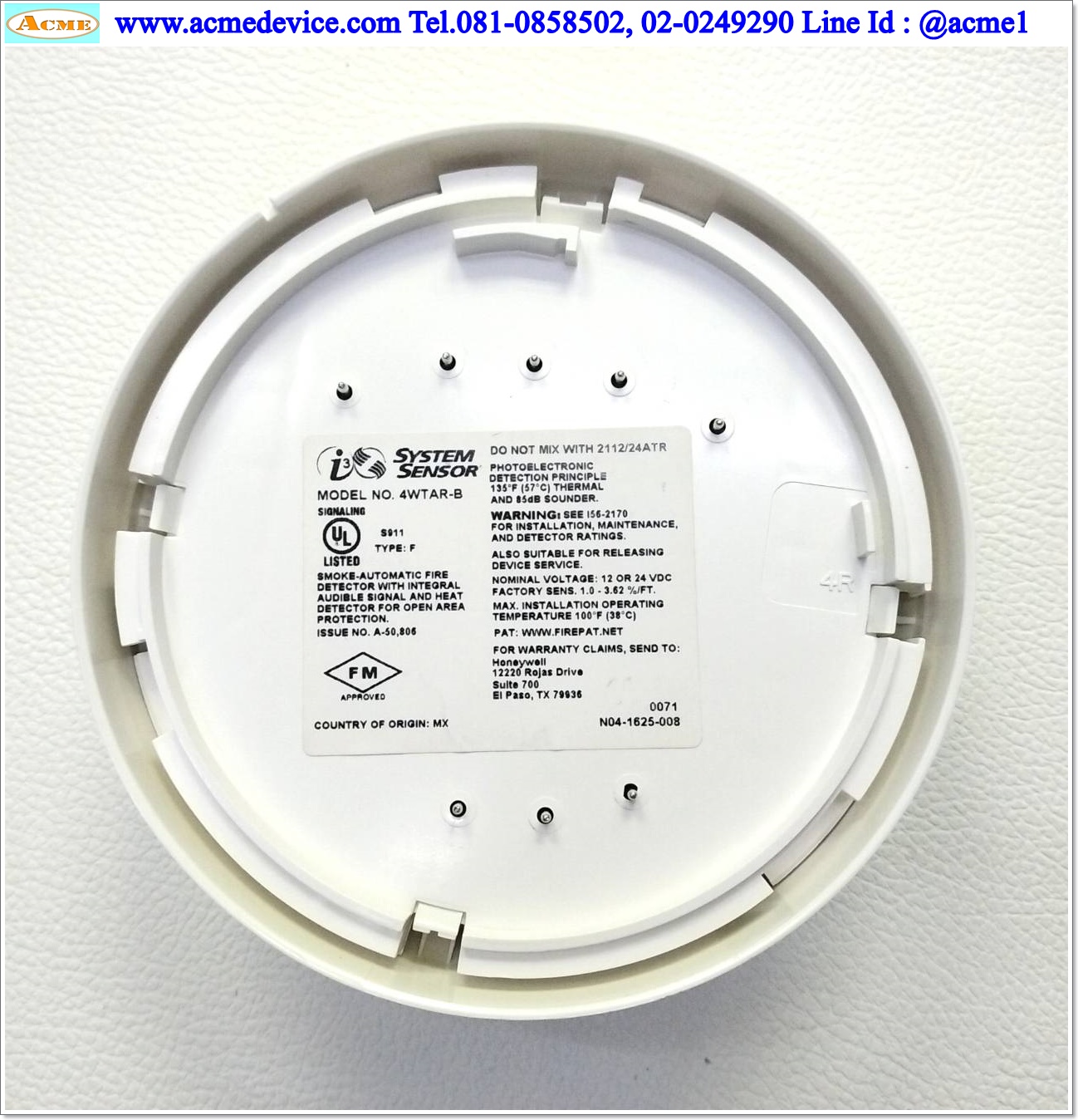 Smoke Detector System sensor รุ่น 4WTAR-B., 12-24V